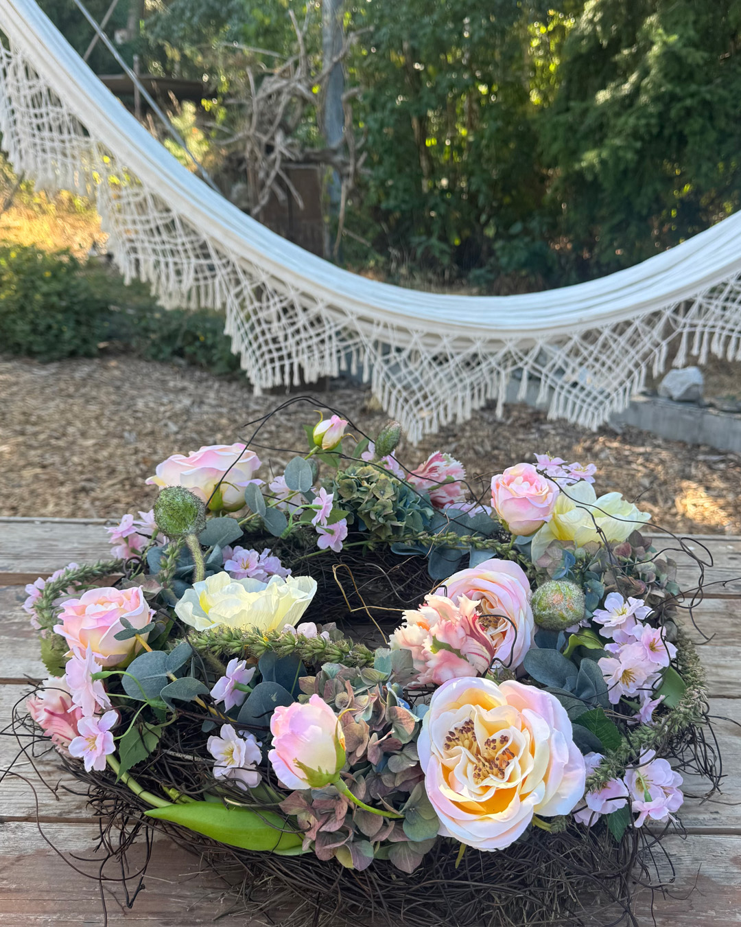 Workshop krans met zijden bloemen - Afbeelding 2