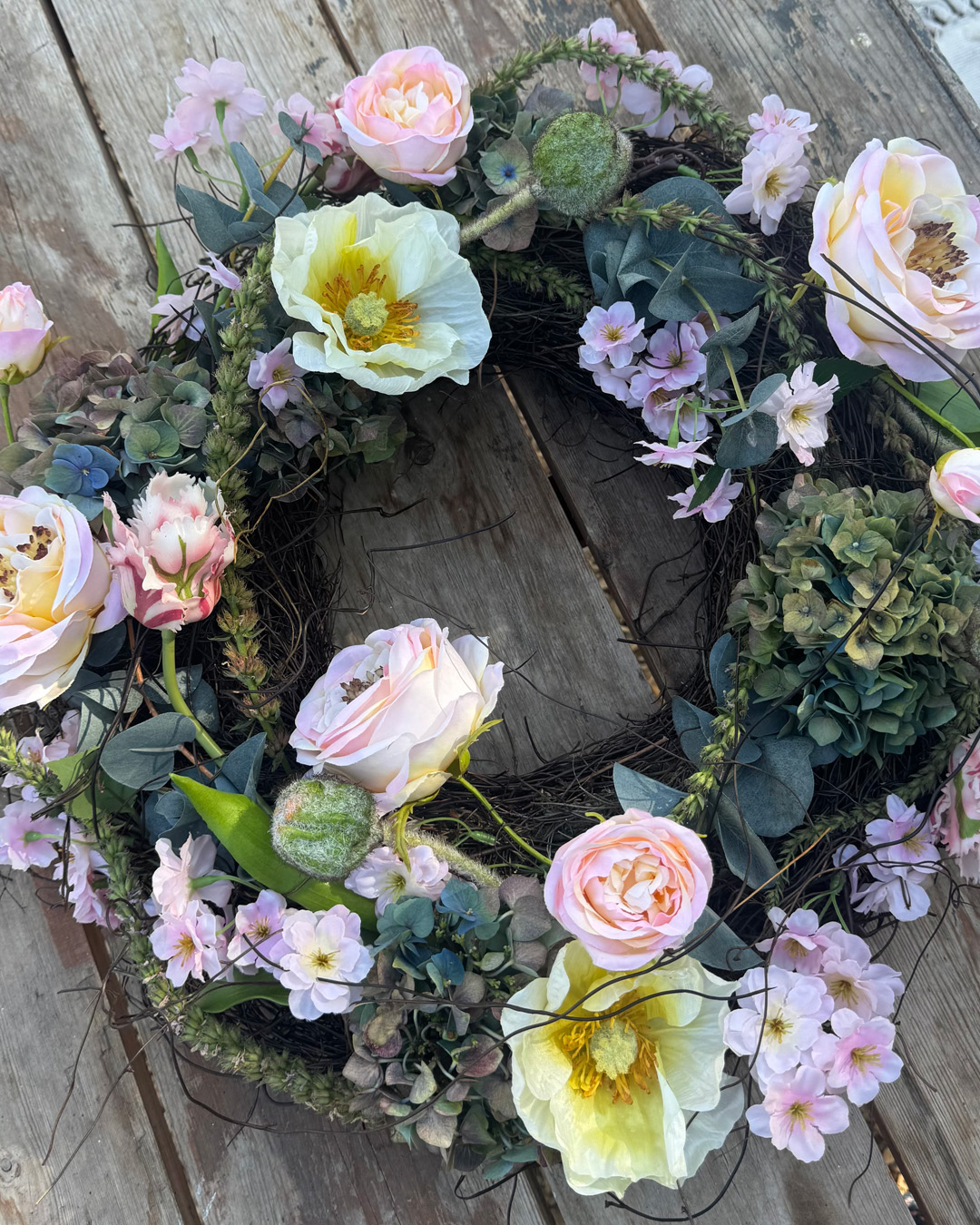 Workshop krans met zijden bloemen